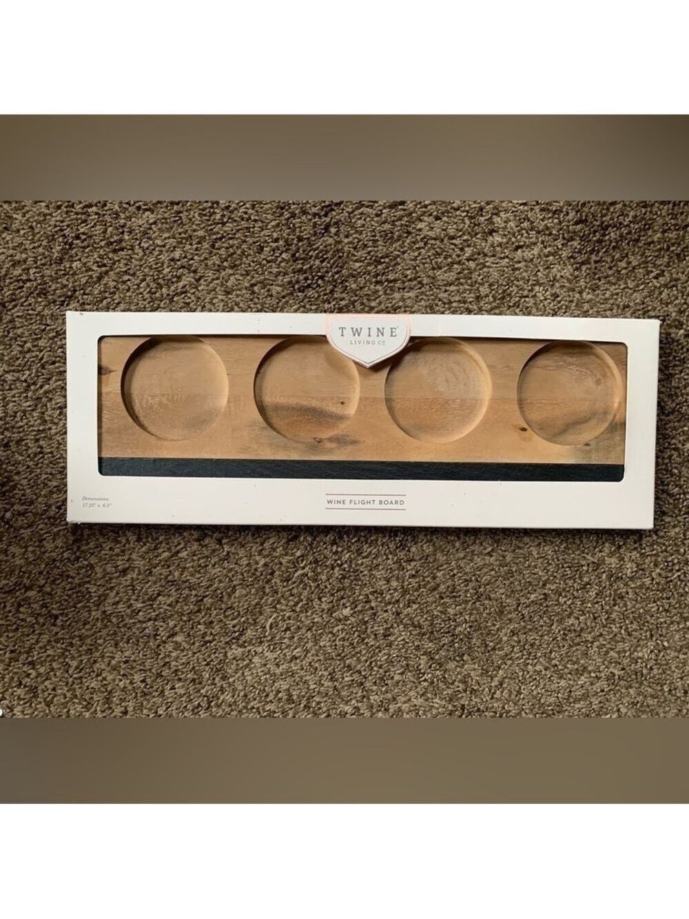 Twine Living Co. Acacia Wood & Slate Wine Flight Board